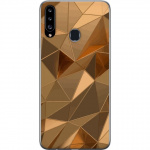 Kännykkäkuori Samsung Galaxy A20s-laitteelle, jossa on 3D Kulta kuvio Kännykkäkuori Samsung Galaxy A20s-laitteelle, jossa on 3D Kulta kuvio