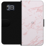 Lompakkokotelo Samsung Galaxy Alpha-laitteelle, jossa on Roosa Sydän kuvio Lompakkokotelo Samsung Galaxy Alpha-laitteelle, jossa on Roosa Sydän kuvio