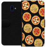 Lompakkokotelo Samsung Galaxy J6+-laitteelle, jossa on Pizza kuvio