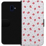 Lompakkokotelo Samsung Galaxy J6+-laitteelle, jossa on Mansikat kuvio