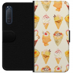 Lompakkokotelo Sony Xperia 5 II-laitteelle, jossa on Lasinen kuvio