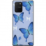 Kännykkäkuori Samsung Galaxy S10 Lite-laitteelle, jossa on Sinisiä perhosia kuvio