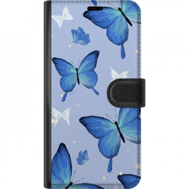 Lompakkokotelo Xiaomi 12T Pro-laitteelle, jossa on Sinisiä perhosia kuvio