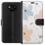 Lompakkokotelo Xiaomi Poco X3 NFC-laitteelle, jossa on Kukat kuvio