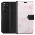 Lompakkokotelo Xiaomi Redmi Note 11-laitteelle, jossa on Roosa Sydän kuvio