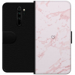 Lompakkokotelo Xiaomi Redmi Note 8 Pro -laitteelle, jossa on Roosa Sydän kuvio