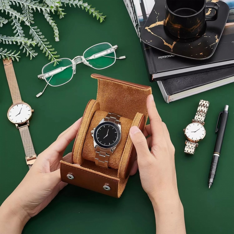 Resefodral i PU-läder 1 klocka, Brun