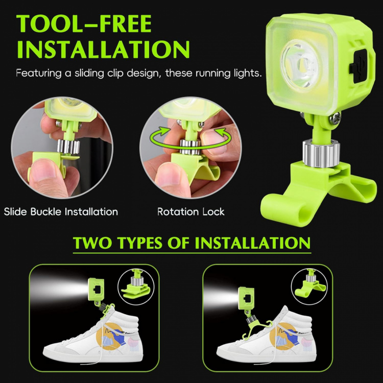 Laddningsbara LED-lampor för skor - Perfekt för kvällslöpning & utomhusaktiviteter!