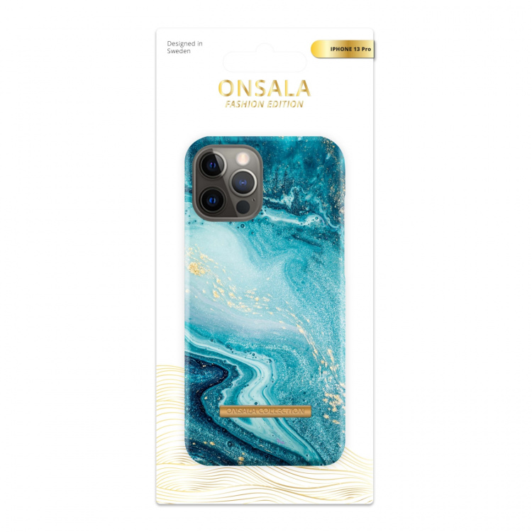 Onsala COLLECTION Mobilskal Soft Blue Sea Marble iPhone 13 Pro