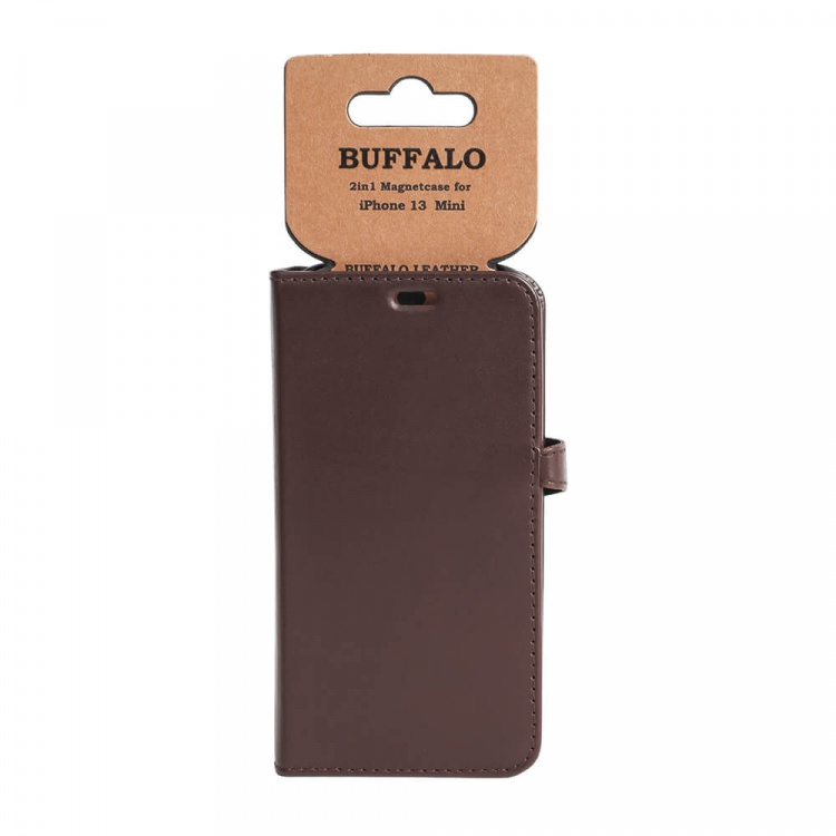 Buffalo 2in1 Wallet Leather 3 card iPhone 13 Mini Brown Buffalo 2in1 Wallet Leather 3 card iPhone 13 Mini Brown