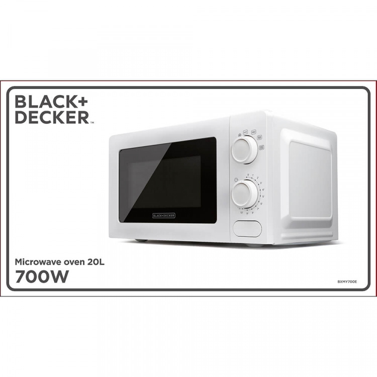 BLACK+DECKER Mikro 20L 700W Valkoinen