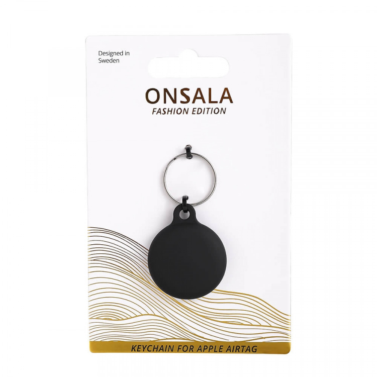 Onsala Airtag Holder Silicone Black with Keyring