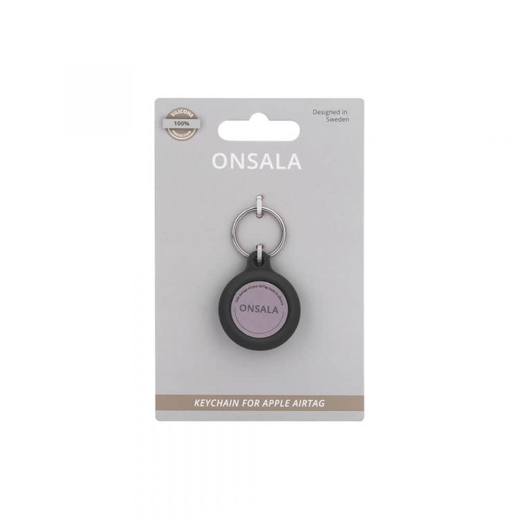 Onsala Airtag Holder Silicone Black with Keyring
