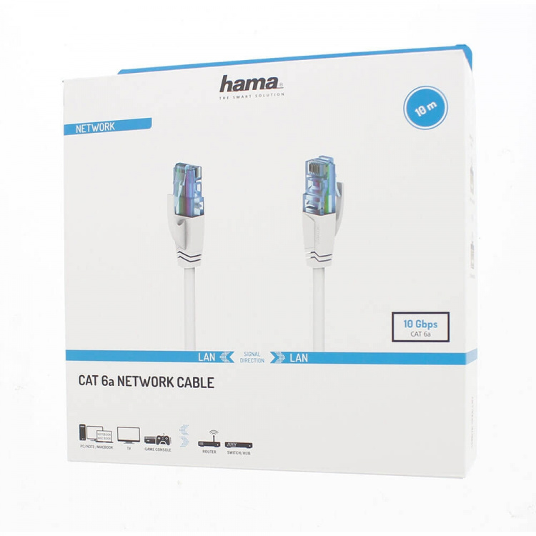 Hama Cable Network CAT6a U/UTP 10.0m White Hama Cable Network CAT6a U/UTP 10.0m White