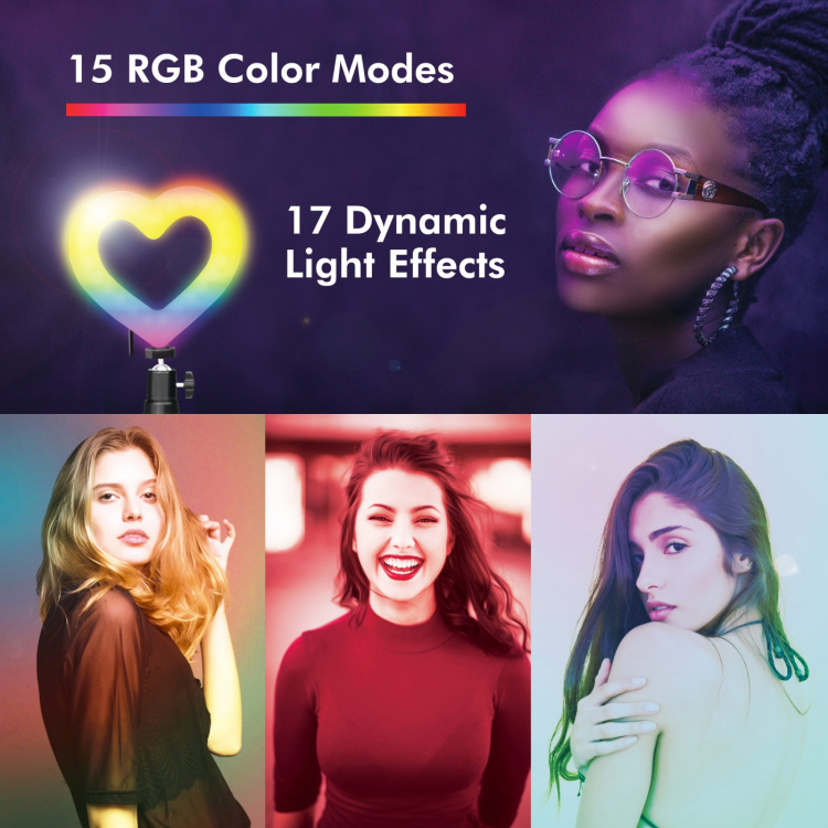 Ring light Hjärtform RGB med b