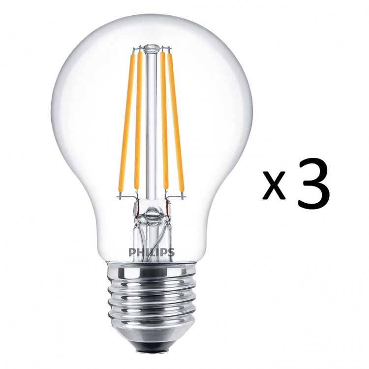 3-pack LED E27 Normal Klar 60W