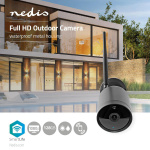 Nedis SmartLife Ulkokamera | Full HD 1080p | IP65 | MicroSD (ei sisälly) / Pilvipalvelutallennus (valinnainen) | 12 V DC | Liiketunnistimella | Yökuvaus | Musta