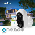 Nedis SmartLife Ulkokamera | Wi-Fi | Full HD 1080p | IP65 | Maks. akunkesto: 4 kuukautta | MicroSD (ei sisälly) / Pilvipalvelutallennus (valinnainen) | 5 V DC | Liiketunnistimella | Yökuvaus | Valkoinen