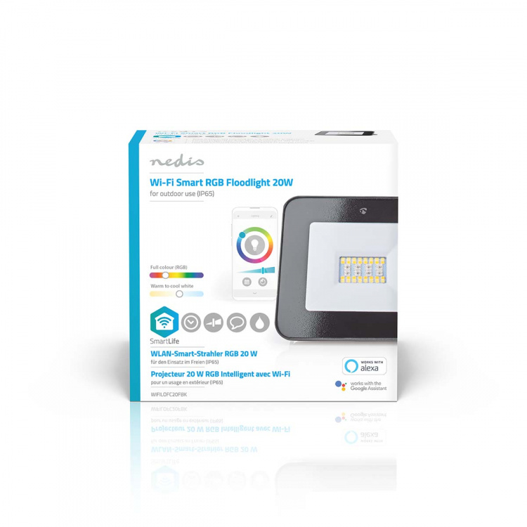 Nedis Smartlife Outdoor Light | 1600 lm | Wi-Fi | 20 W | Lämpimästä kylmään valkoiseen / RGB | 2700 - 6500 K | Alumiini | Android™ / IOS