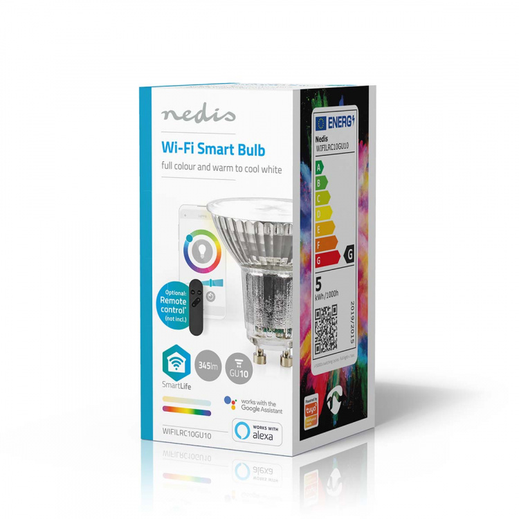 Nedis SmartLife LED Spot | Wi-Fi | GU10 | 345 lm | 5 W | Lämpimästä kylmään valkoiseen / RGB | 2700 - 6500 K | Energialuokka: G | Android™ / IOS | PAR16 | 1 kpl Nedis SmartLife LED Spot | Wi-Fi | GU10 | 345 lm | 5 W | Lämpimästä kylmään valkoiseen / RGB | 2700 - 6500 K | Energialuokka: G | Android™ / IOS | PAR16 | 1 kpl