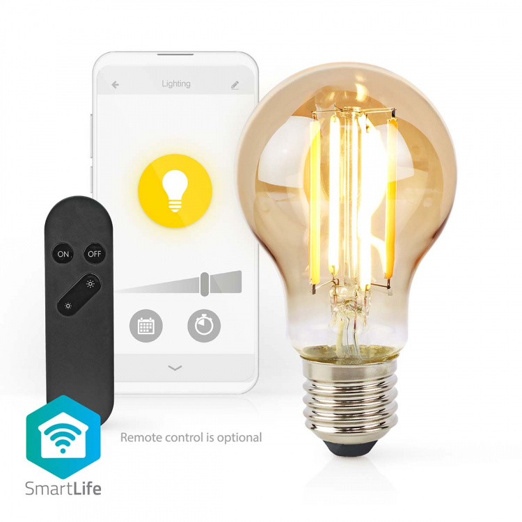 Nedis SmartLife LED Filamenttilamppu | E27 | 806 lm | 7 W | Lämmin Valkoinen | 1800 - 3000 K | Lasi | Android™ / IOS | polttimo | 1 kpl