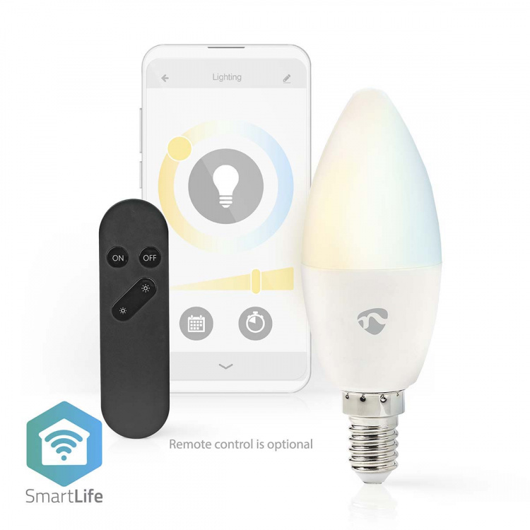 Nedis SmartLife LED-Lamppu | Wi-Fi | E14 | 470 lm | 4.90 W | Lämpimästä kylmään valkoiseen | 2700 - 6500 K | Android™ / IOS | Kynttilä | 1 kpl