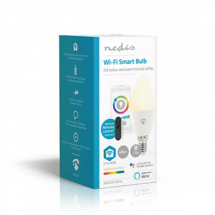 Nedis SmartLife RGB Lamppu | E14 | 470 lm | 4.90 W | Lämpimästä kylmään valkoiseen / RGB | 2700 - 6500 K | Android™ / IOS | Kynttilä | 1 kpl Nedis SmartLife RGB Lamppu | E14 | 470 lm | 4.90 W | Lämpimästä kylmään valkoiseen / RGB | 2700 - 6500 K | Android™ / IOS | Kynttilä | 1 kpl