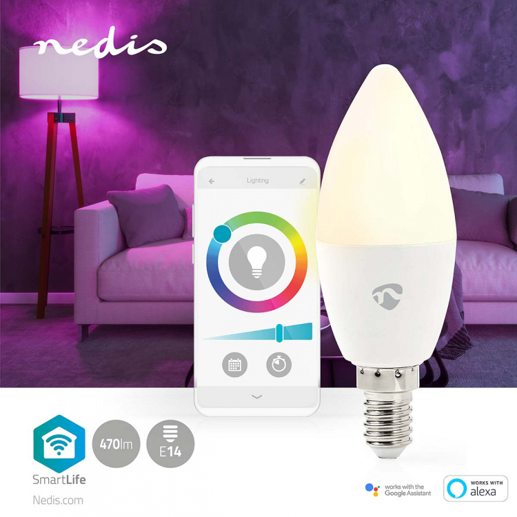Nedis SmartLife RGB Lamppu | E14 | 470 lm | 4.90 W | Lämpimästä kylmään valkoiseen / RGB | 2700 - 6500 K | Android™ / IOS | Kynttilä | 1 kpl Nedis SmartLife RGB Lamppu | E14 | 470 lm | 4.90 W | Lämpimästä kylmään valkoiseen / RGB | 2700 - 6500 K | Android™ / IOS | Kynttilä | 1 kpl