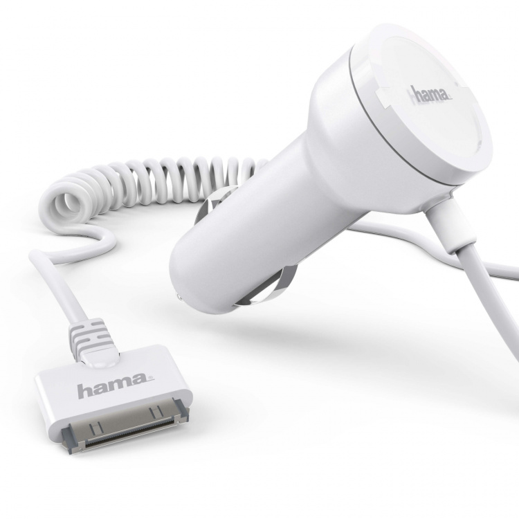 Hama iPhone3/4 Laddare 12V vit 30pin MFI