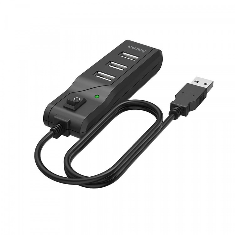 Hama Hub USB-A 2.0 Switch 4x Ports 480 Mbit/s Black