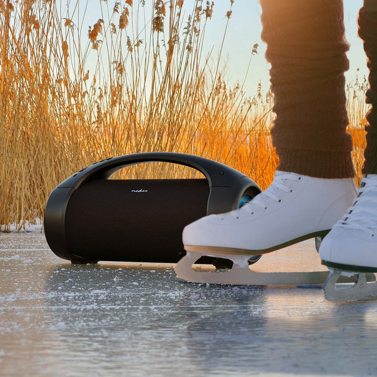 Nedis Bluetooth® Party Boombox | 6 tuntia | 2.0 | 150 W | Median toisto: AUX / USB | IPX5 | Linkitettävä | Kantokahva | Juhlavalot | Musta Nedis Bluetooth® Party Boombox | 6 tuntia | 2.0 | 150 W | Median toisto: AUX / USB | IPX5 | Linkitettävä | Kantokahva | Juhlavalot | Musta