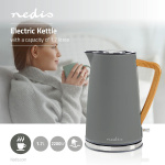 Nedis Vedenkeitin | 1.7 l | Soft-Touch | Harmaa | Pyörivä 360 astetta | Piilotettu lämmityselementti | Strix® ohjain | Tyhjäksi kiehumisen suoja