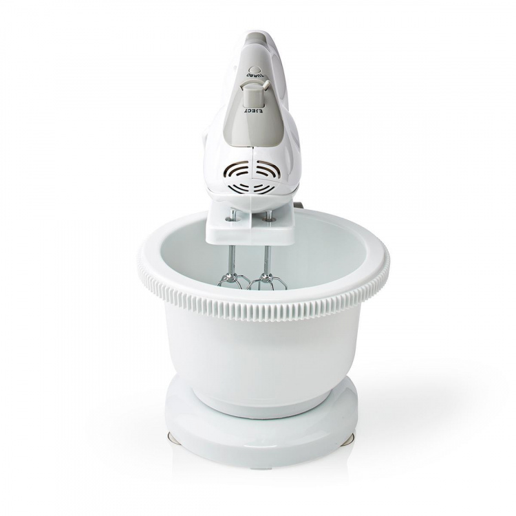 Nedis Käsivatkain | 200 W | 5 nopeusasetusta | Turbo-ominaisuus | Kääntäminen Bowl / 2 taikinakoukkua / 2 vatkainta | Harmaa / Valkoinen