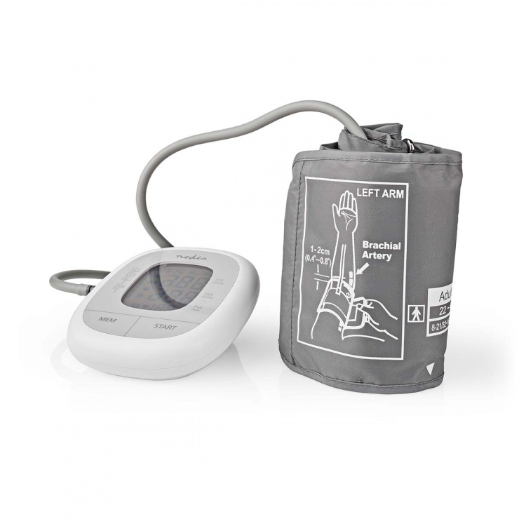 Nedis Verenpainemittari | Käsi | LCD | 22 - 42 cm | Muistipaikat: 60 | Valkoinen