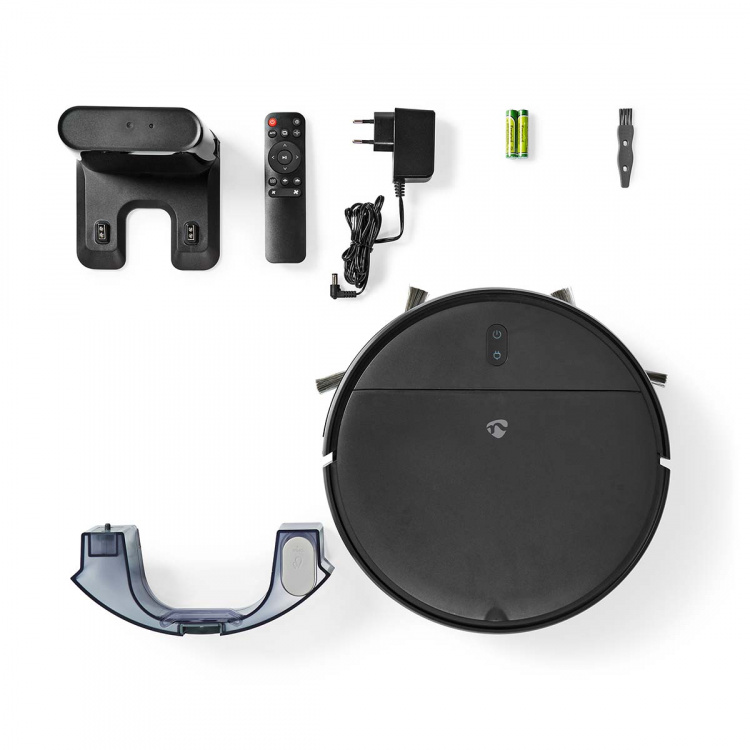 Nedis SmartLife Robot Pölynimuri | Satunnainen | Wi-Fi | Keräyssäiliön tilavuus: 0.2 l | Automaattinen lataus | Maksimi käyttöaika: 1.8 tuntia | Musta | Android™ / IOS