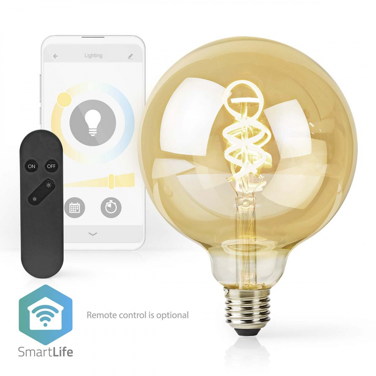 Nedis SmartLife LED Filamenttilamppu | E27 | 360 lm | 4.90 W | Lämpimästä kylmään valkoiseen | 1800 - 6500 K | Lasi | Android™ / IOS | Globe | 1 kpl Nedis SmartLife LED Filamenttilamppu | E27 | 360 lm | 4.90 W | Lämpimästä kylmään valkoiseen | 1800 - 6500 K | Lasi | Android™ / IOS | Globe | 1 kpl