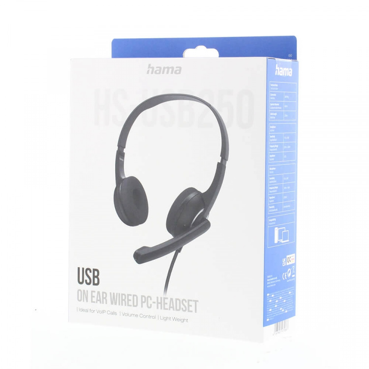 Hama Headset PC Office Stereo On-Ear HS-USB250 V2 Black Hama Headset PC Office Stereo On-Ear HS-USB250 V2 Black