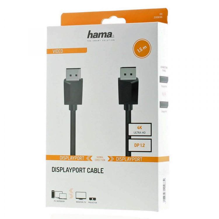 Hama Cable DisplayPort 1.2 Ultra-HD 4K 1.5m Black Hama Cable DisplayPort 1.2 Ultra-HD 4K 1.5m Black
