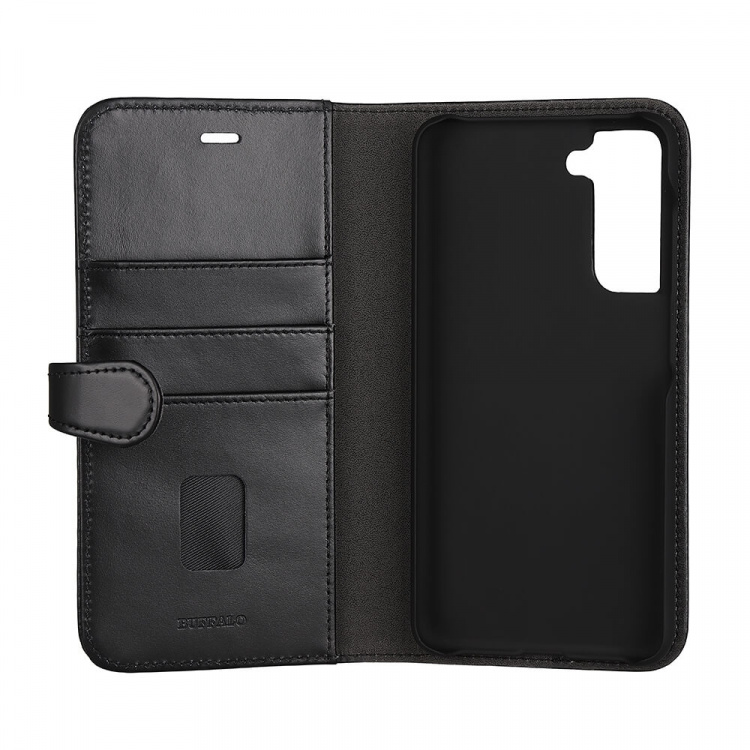 Buffalo 2in1 Wallet Leather 3 card Samsung S21FE 5G 3 card Black Buffalo 2in1 Wallet Leather 3 card Samsung S21FE 5G 3 card Black