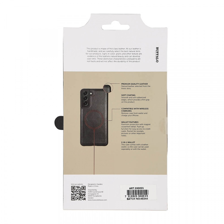 Buffalo 2in1 Wallet Leather 3 card Samsung S21FE 5G 3 card Black Buffalo 2in1 Wallet Leather 3 card Samsung S21FE 5G 3 card Black