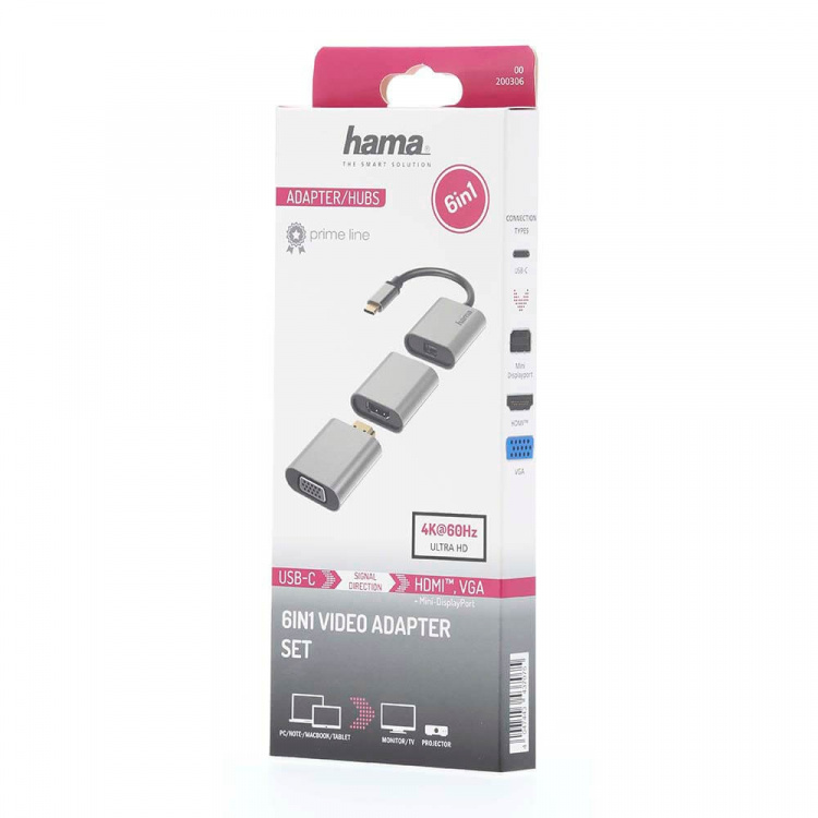 Hama Adapter USB-C 6in1 mini-DP HDMI VGA Hama Adapter USB-C 6in1 mini-DP HDMI VGA