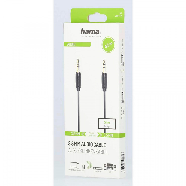 Hama Cable Audio 3.5mm-3.5mm Gold Plated Ultra Thin 0.5m Hama Cable Audio 3.5mm-3.5mm Gold Plated Ultra Thin 0.5m