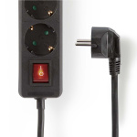 Nedis Jatkojohto | Maadoitettu virtaliitin / Tyyppi F (CEE 7/7) | 3-suuntainen | 1.50 m | 3680 W | 16 A | Maadoituksen tyyppi: Sivukontaktit | 230 V AC 50/60 Hz | Pistokannan kulma: 45 ° | H05VV-F 3G1.5mm² | On/off-kytkin | Musta