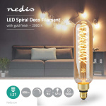 Nedis LED Filamenttilamppu E27 | T65 | 8.5 W | 600 lm | 2000 K | Himmennettävä | Kultaisella viimeistelyllä | Retrotyylinen | 1 kpl Nedis LED Filamenttilamppu E27 | T65 | 8.5 W | 600 lm | 2000 K | Himmennettävä | Kultaisella viimeistelyllä | Retrotyylinen | 1 kpl