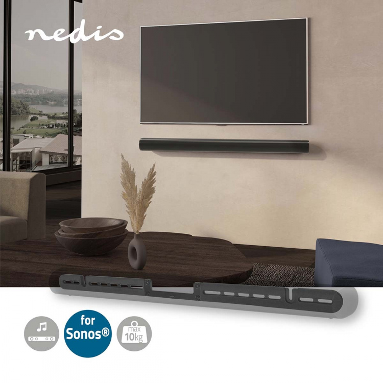 Nedis Soundbar-teline | Sopii käytettäväksi: Sonos® Arc™ | Seinä | 10 kg | Kiinteä | ABS-Muovi / Teräs | Musta
