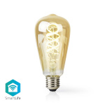 Nedis SmartLife LED Filamenttilamppu | E27 | 360 lm | 4.90 W | Lämpimästä kylmään valkoiseen | 1800 - 6500 K | Lasi | Android™ / IOS | ST64 | 1 kpl