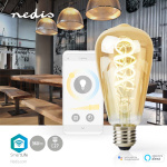 Nedis SmartLife LED Filamenttilamppu | E27 | 360 lm | 4.90 W | Lämpimästä kylmään valkoiseen | 1800 - 6500 K | Lasi | Android™ / IOS | ST64 | 1 kpl