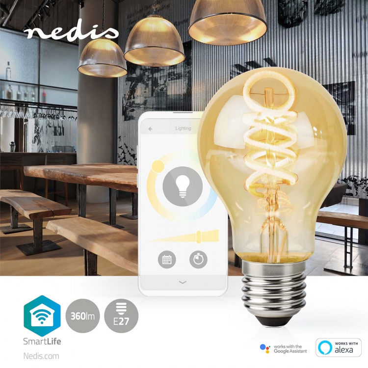 Nedis SmartLife LED Filamenttilamppu | E27 | 360 lm | 4.90 W | Lämpimästä kylmään valkoiseen | 1800 - 6500 K | Lasi | Android™ / IOS | polttimo | 1 kpl Nedis SmartLife LED Filamenttilamppu | E27 | 360 lm | 4.90 W | Lämpimästä kylmään valkoiseen | 1800 - 6500 K | Lasi | Android™ / IOS | polttimo | 1 kpl