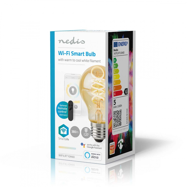 Nedis SmartLife LED Filamenttilamppu | E27 | 360 lm | 4.90 W | Lämpimästä kylmään valkoiseen | 1800 - 6500 K | Lasi | Android™ / IOS | polttimo | 1 kpl Nedis SmartLife LED Filamenttilamppu | E27 | 360 lm | 4.90 W | Lämpimästä kylmään valkoiseen | 1800 - 6500 K | Lasi | Android™ / IOS | polttimo | 1 kpl