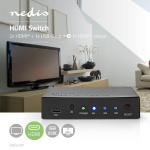 Nedis HDMI ™ Kytkin | 3-Porttinen port(s) | 1x USB-C™ / 2x HDMI™ Input | 1x HDMI™ Output | 4K@60Hz | 18.0 Gbps | Metalli | Antrasiitti